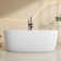 59" x 33" Freestanding Soaking Tub Solid Surface Stand Alone Bathtub with Pop-up Drain and Overflow