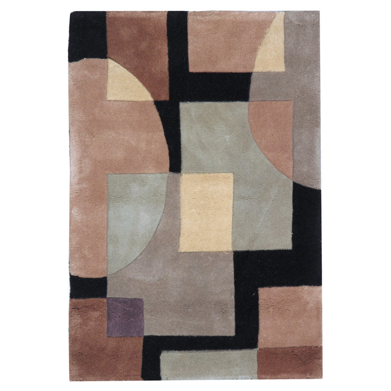 Olive/Black Area Rug, Rectangle 7'6" x 9'6"