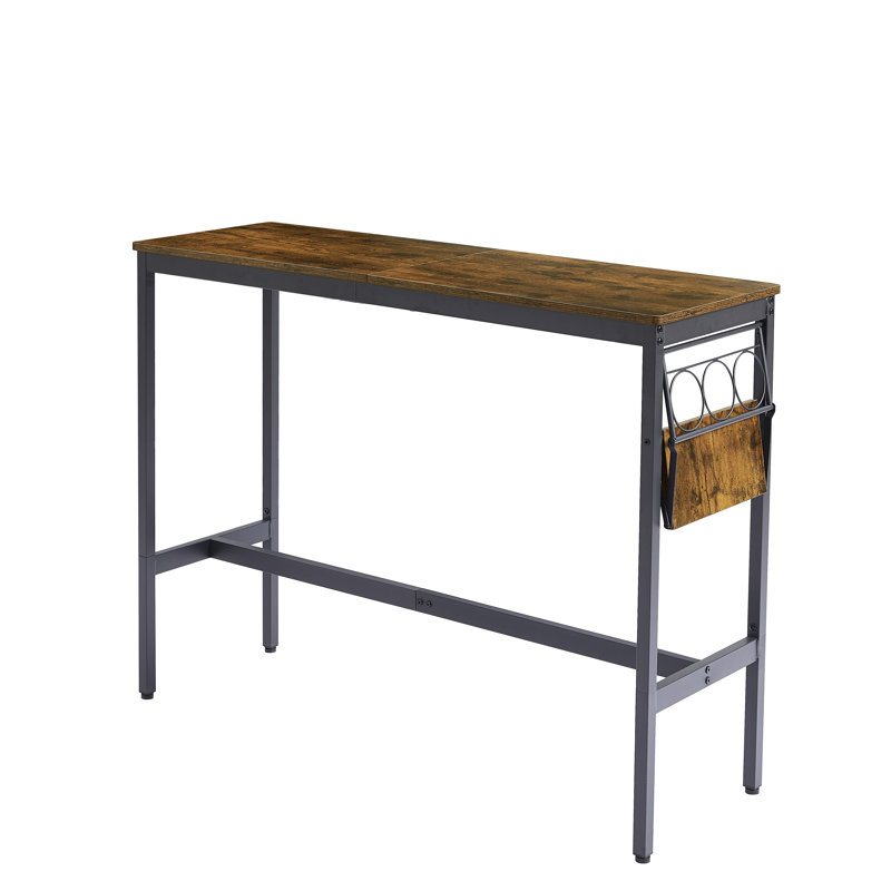 Ensemble de table de bar avec porte-bouteilles. Brun rustique, L 47,24 po x l 15,75 po x H 35,43 po