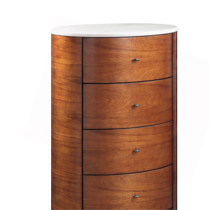 Meuble de chambre à coucher avec glissières à roulement à billes en marbre à finition noyer 1 pièce