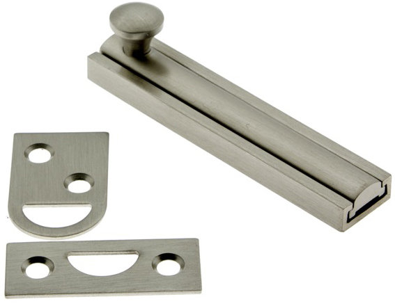 Solid Brass Surface Bolt, Satin Nickel