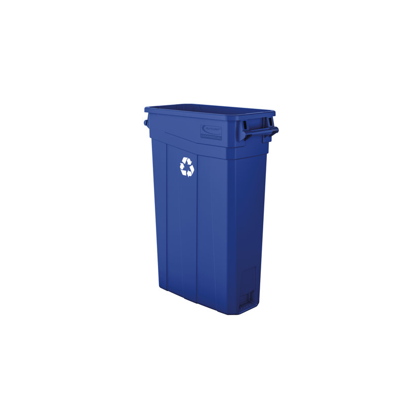 Poubelle en polypropylène de 11,09 po x P 22,03 po Suncast fabriquée aux États-Unis, Bleu recyclage