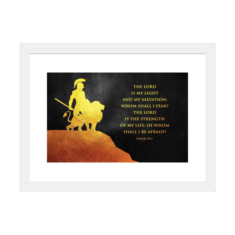 «Psalm 27: 1 Bible Verse» par Adrian Baldovino - impression d'art textuel, H 16 po x l 24 po x P 1 po, Papier encadré blanc
