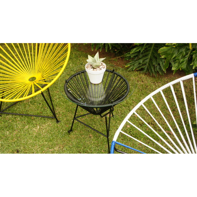 Table d'appoint d'extérieur moderne, Noir, H 18 po x l 17,75 po x P 17,75 po