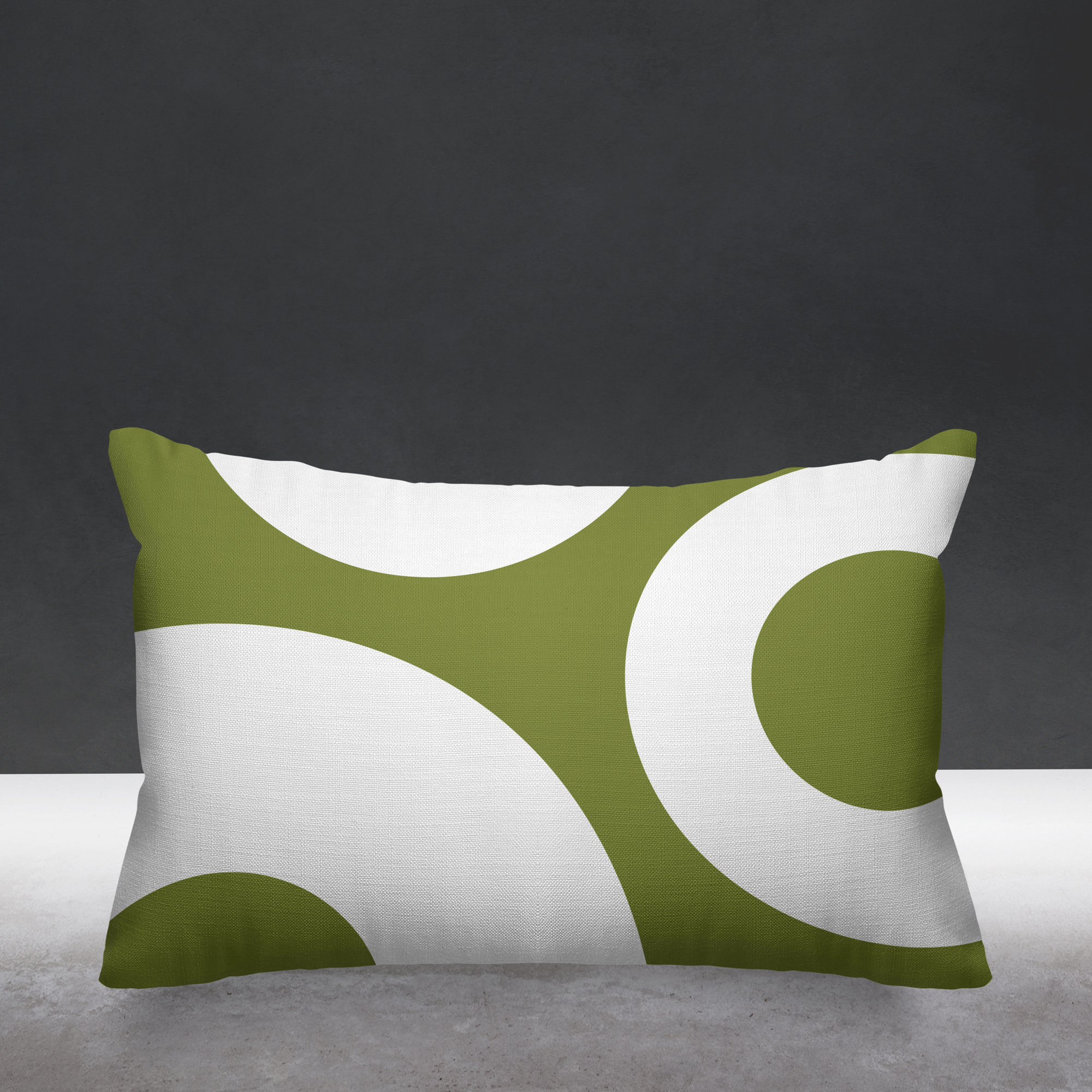 Luella Geometric Indoor/Outdoor Lumbar Throw Pillow, Olive Green