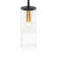 Mini-luminaire suspendu moderne 1 lumière avec hauteur réglable - Abat-jour en verre transparent nervuré de 9,84 po pour îlot de cuisine, finition noire et dorée, base E12, répertorié ETL