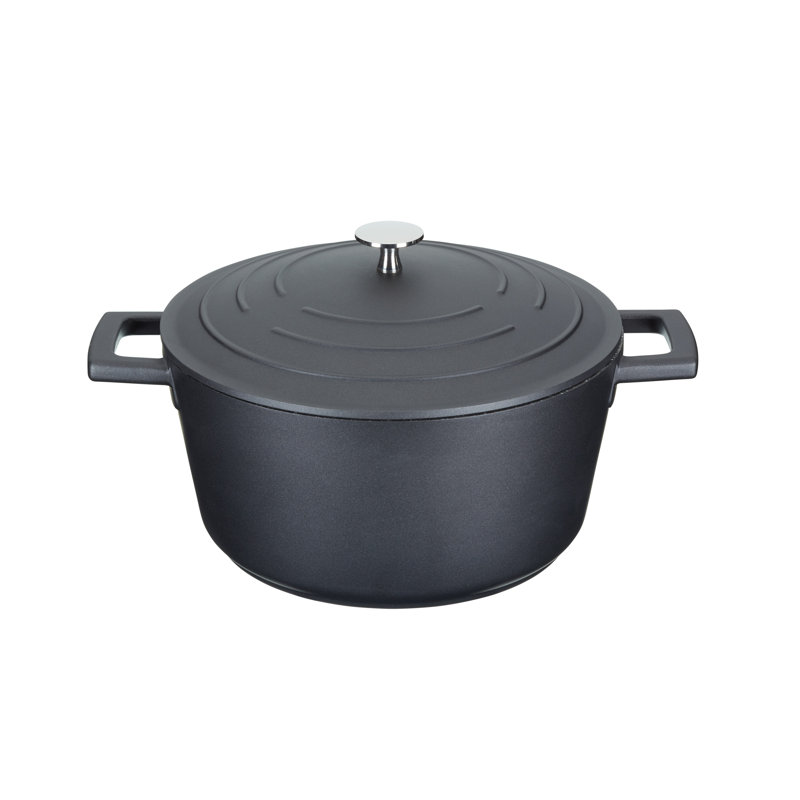 MasterClass Cast Aluminum Round Casserole, 33cm / 4L, Black