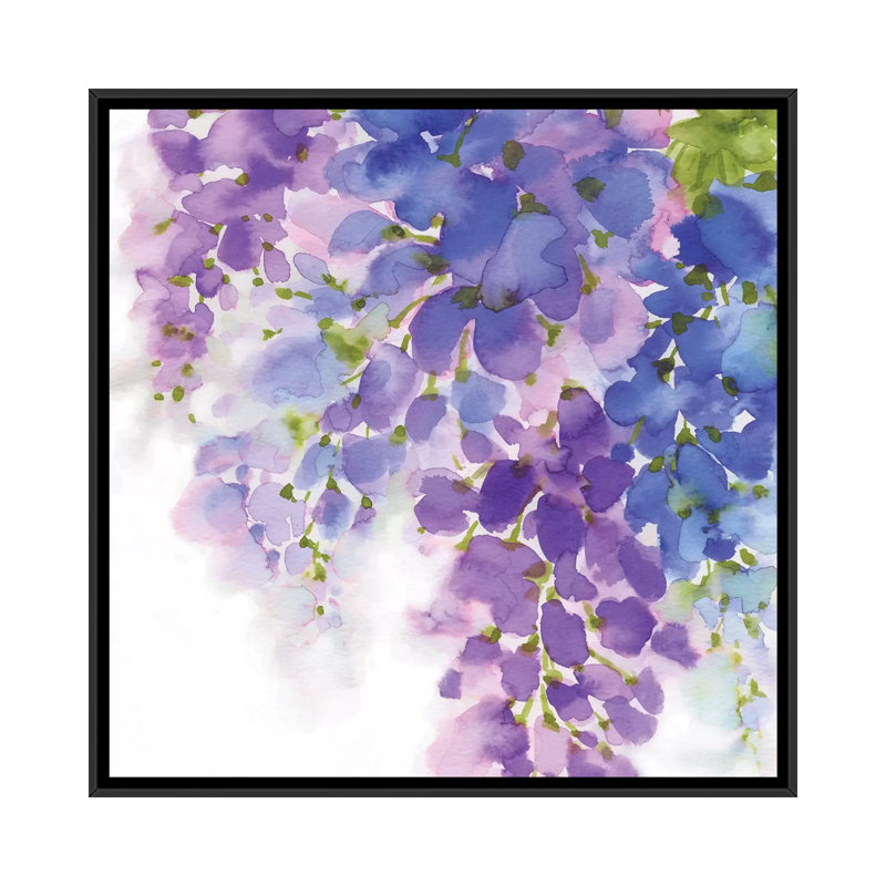 «Wisteria I», reproduction sur toile, H 37 po x l 37 po x P 1,5 po, Toile avec cadre noir, Pas de tapis