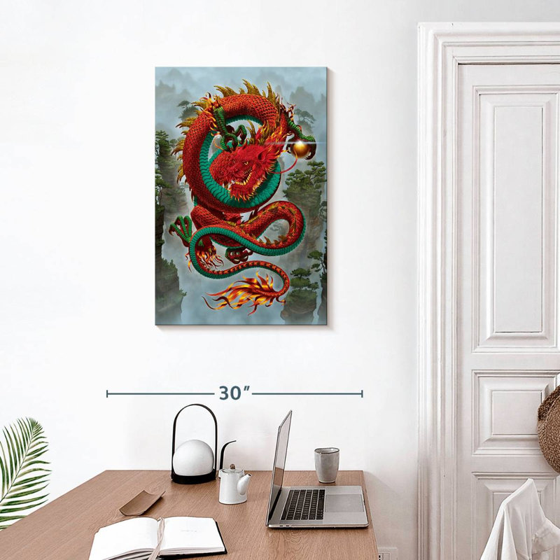 Brampt Good Fortune Dragon Red, 30" H x 20" W