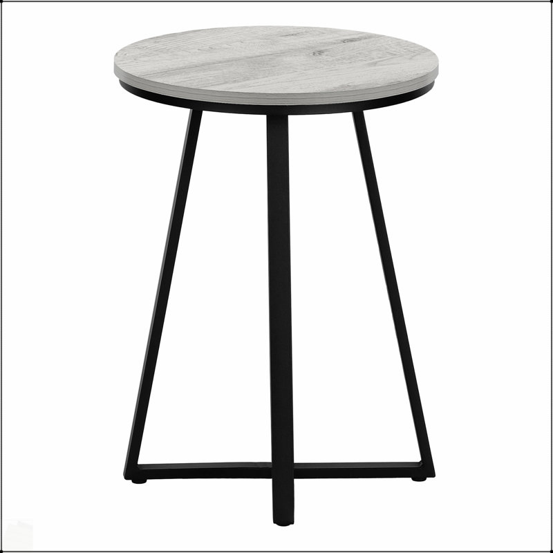 Table d'appoint élégante et moderne avec plateau en stratifié gris et structure en métal à base en X durable pour le salon et la chambre à coucher