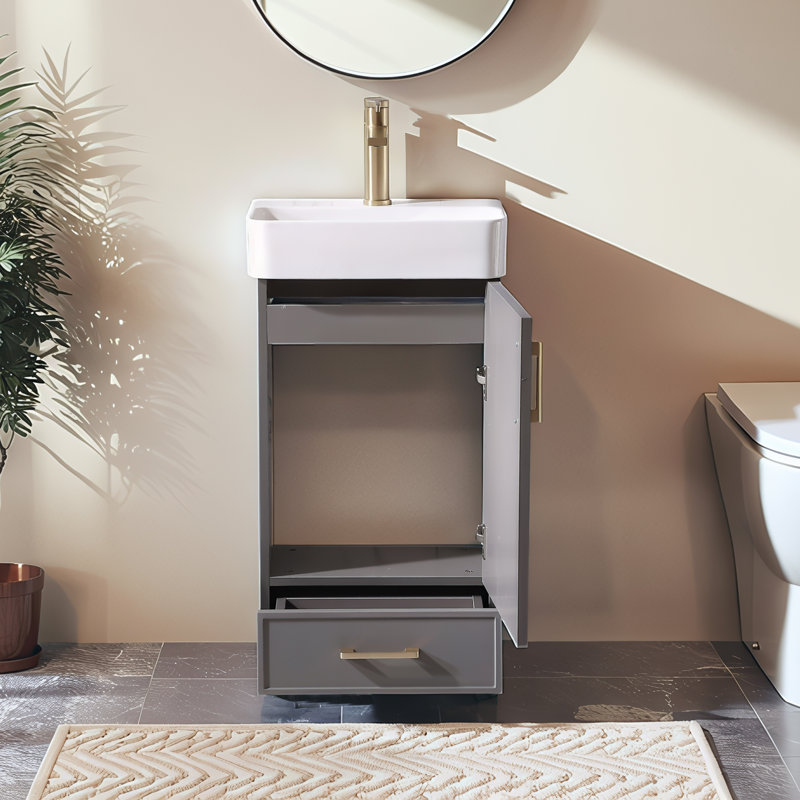 18'' Modern Free-Standing Single Bathroom Vanity Set, Gray