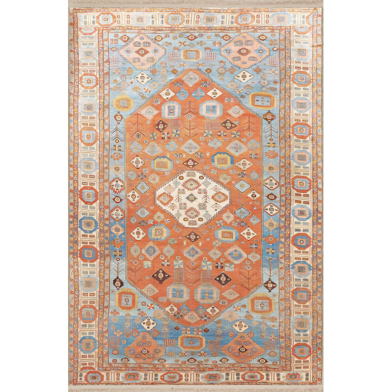 Tapis décoratif rétro à motifs clairs et multicolores, Rectangle 3 pi 3,37 po x 4 pi 11,06 po