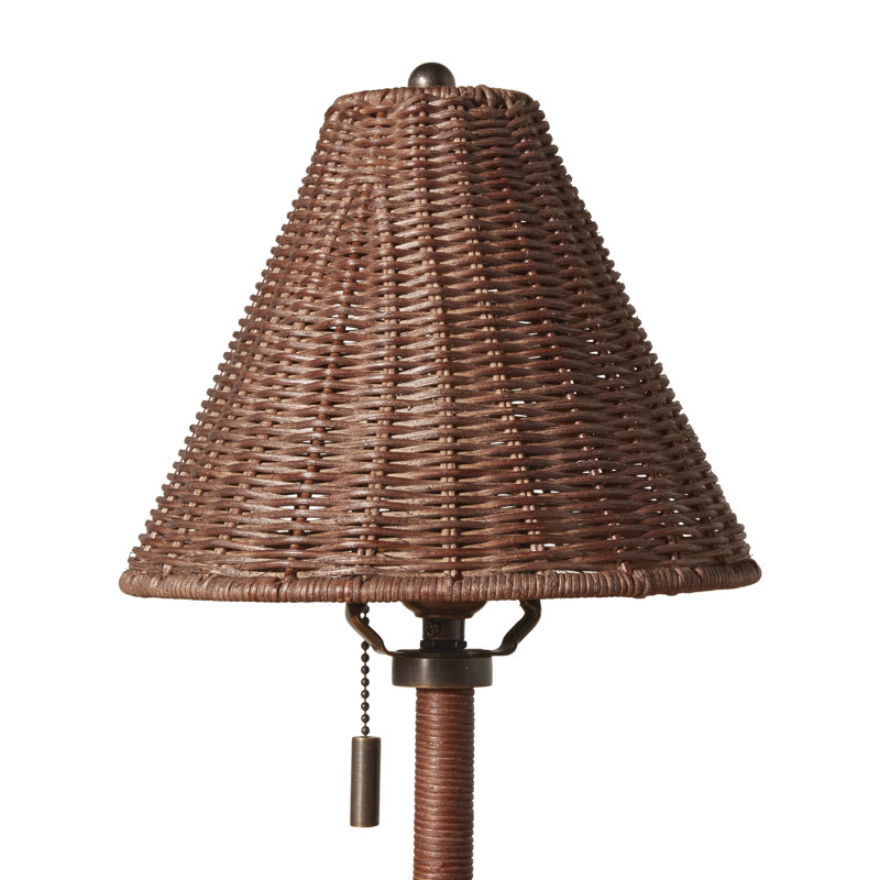 Delphine Wicker Mini Lamp in Dark Brown