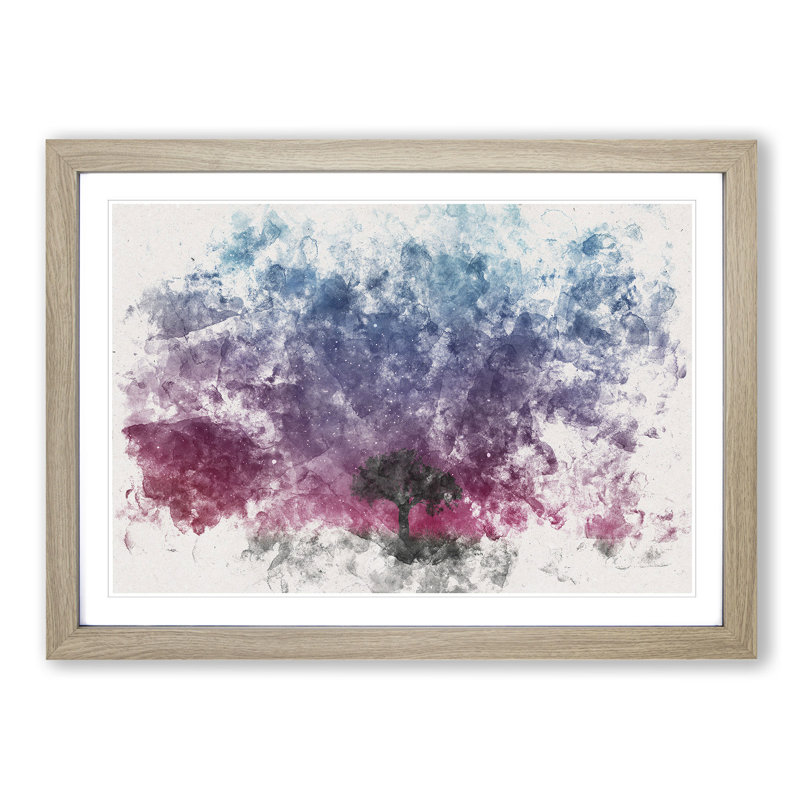 Tree Under the Cosmos - Picture Frame Painting Print, Oak Framed, 62cm H x 87cm W x 2cm D