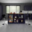 Îlot de cuisine Juniper avec grand comptoir de salle à manger, armoire à deux portes avec tablettes de rangement intérieures et deux tablettes ouvertes-609881953