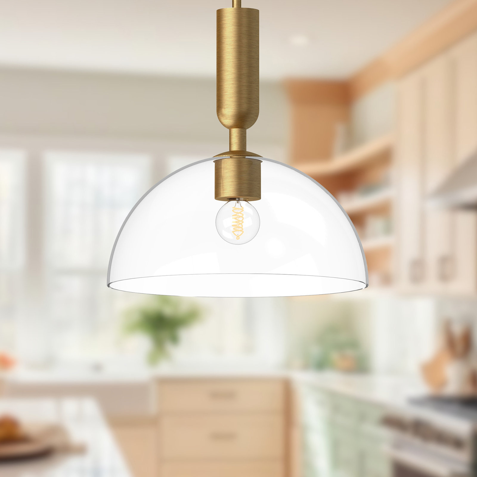Casoria Single Light Glass Pendant, Brushed Gold