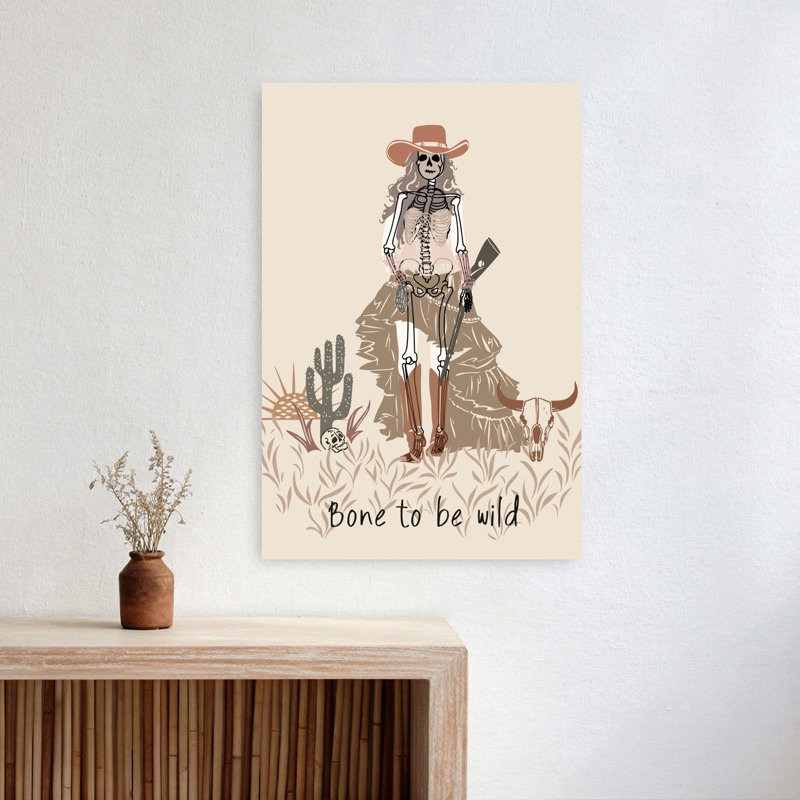 Os à l'état sauvage, style gothique rustique vintage, cactus, vache, paysage, nature, affiche murale, H 24 po x l 16 po