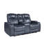 Causeuse inclinable électrique Ezia, console, cuir bleu, 74 po