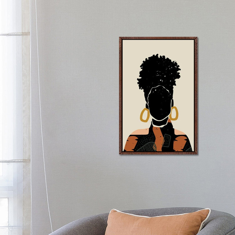 Black Hair No. 14 by Domonique Brown - Print on Canvas, 152.5 cm H x 101.5 cm W, Classic Brown Wood Framed Canvas
