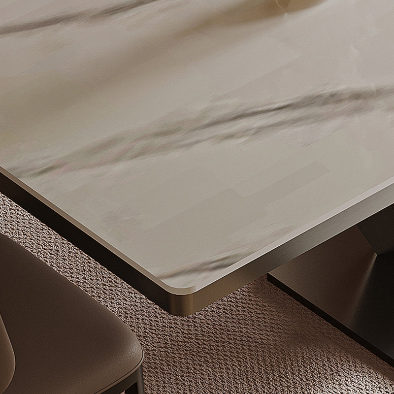 Table de salle à manger en pierre avec pieds en acier inoxydable, H 29,5 po x L 62,9 po x l 31,4 po