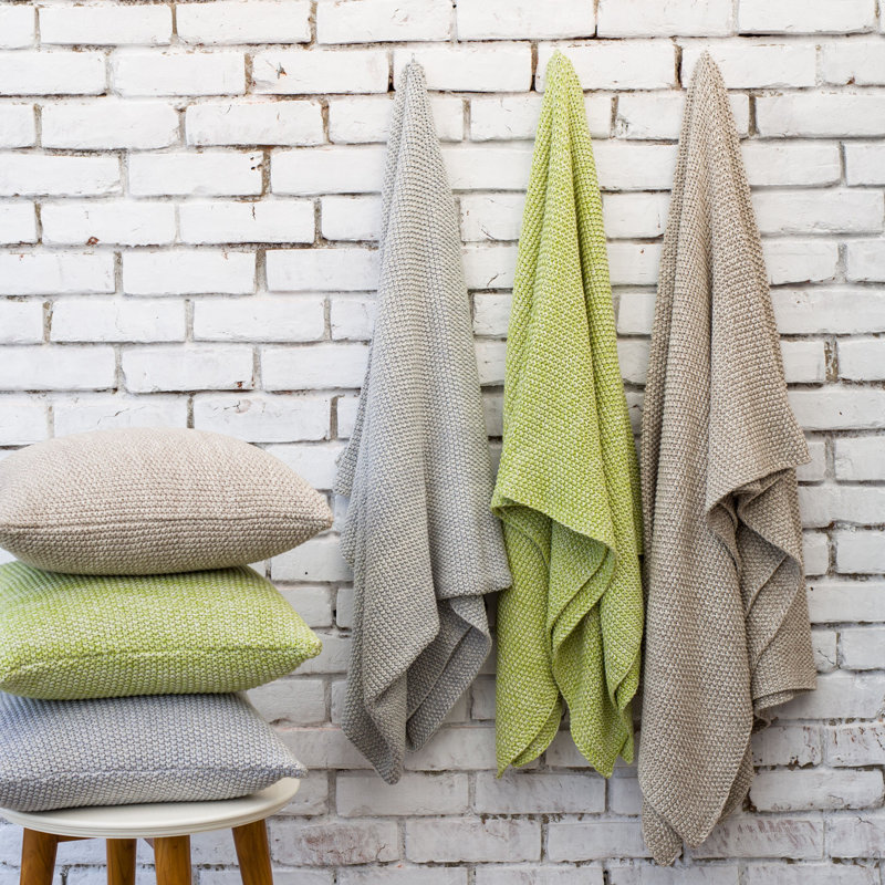 Motley Moss Knitted Throw Blanket, Stone/Natural