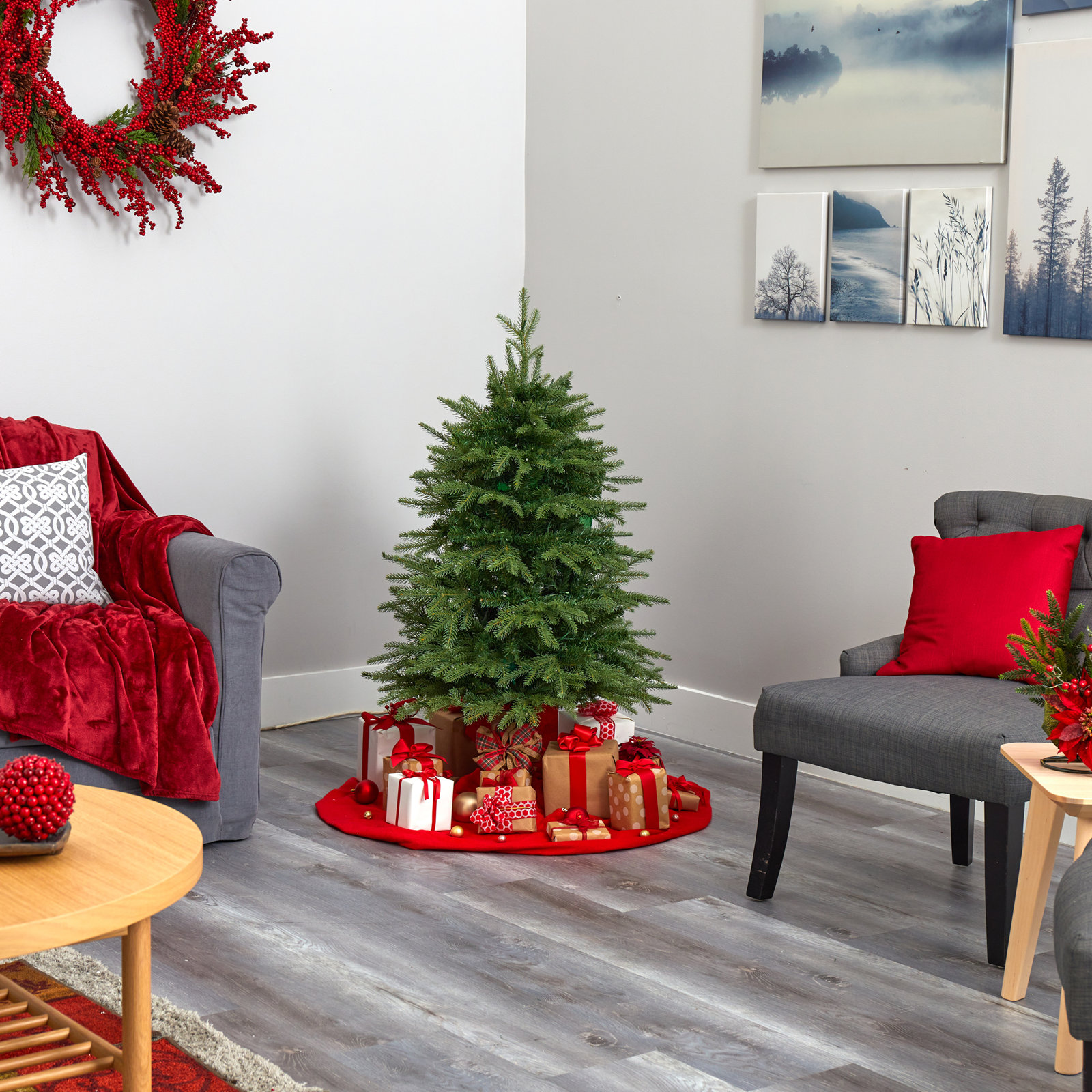 Easy Set-Up Lighted Christmas Tree, 4' H