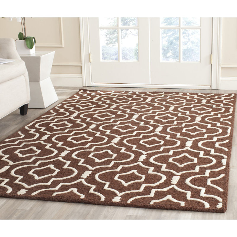 Elegant Cambridge Dark Brown & Ivory Hand-Tufted Wool Rug 8' x 10'