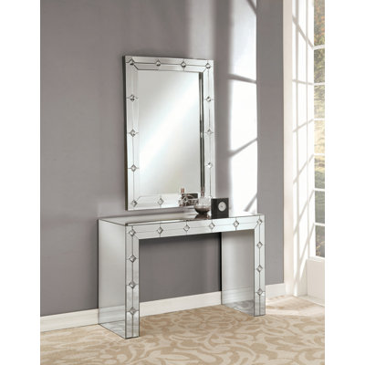 Mirrored & Faux Rhinestone Console Table (Assembled)