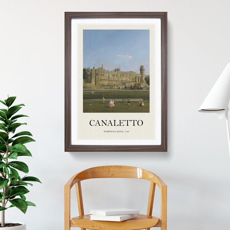 Warwick Castle by Giovanni Canaletto - Picture Frame Art Prints, 36cm H x 27cm W x 2cm D, Walnut Framed