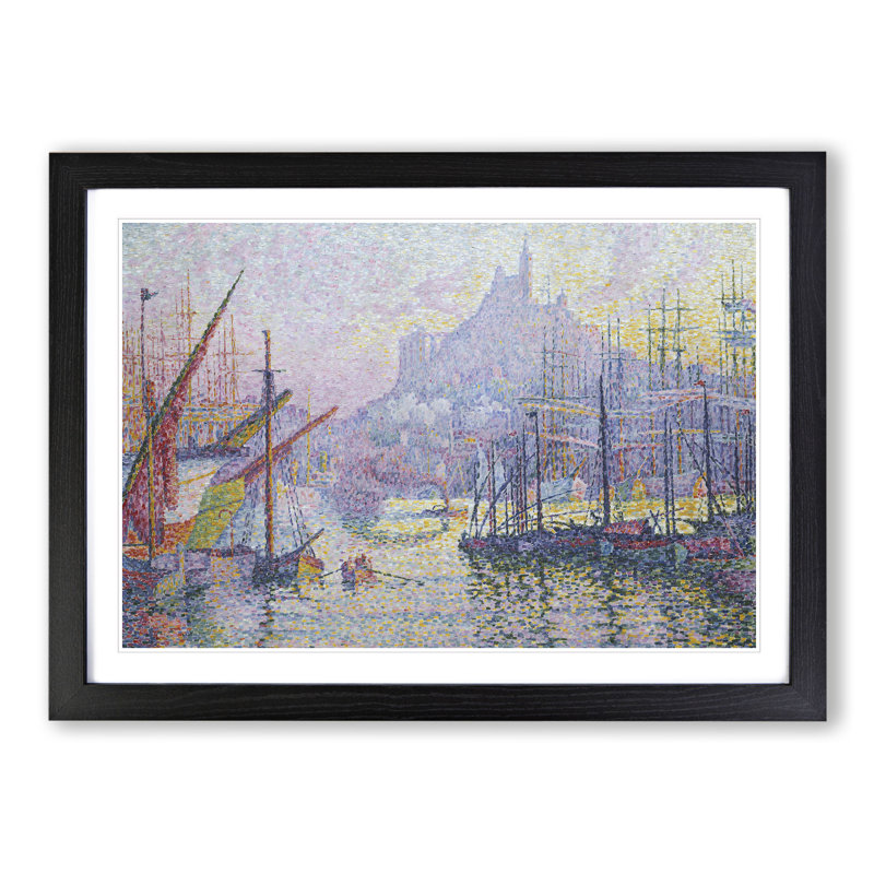Notre-Dame de La Garde by Paul Signac - Picture Frame Painting, 36cm H x 48cm W x 2cm D, Black Framed