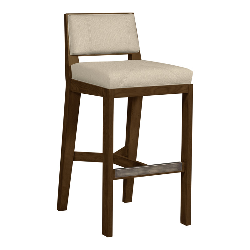 Scoville By Thom Filicia Upholstered Counter Stool with Solid Wood Frame, La Havane, Lin Tuck