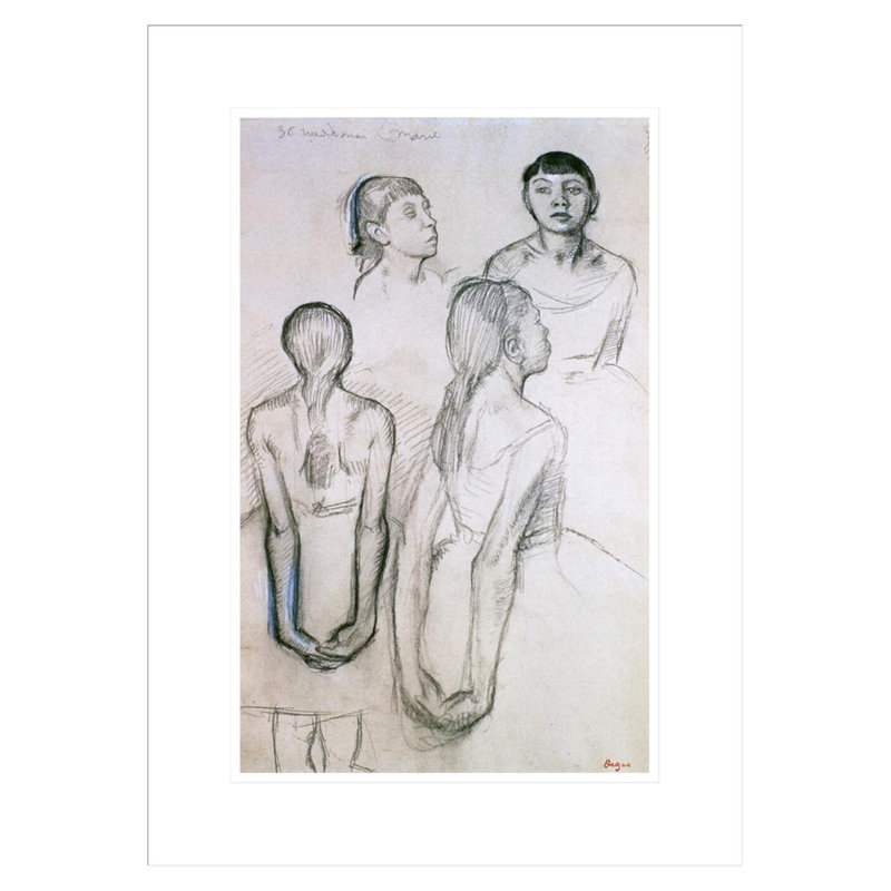 Quatre études sur les danseurs par Edgar Degas, impression giclée encadrée, H 21,75 po x l 15,75 po