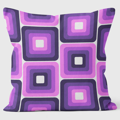 Purple Squares Abstract Cushion