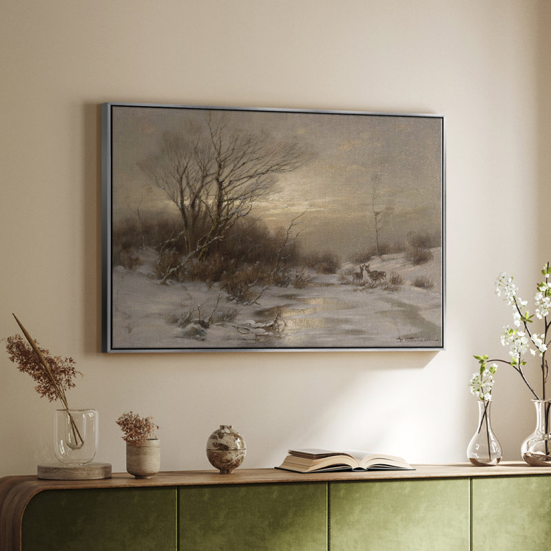 Paysage rétro - CCLxxiv, H 25 po x l 37 po, Toile argentée avec cadre flottant