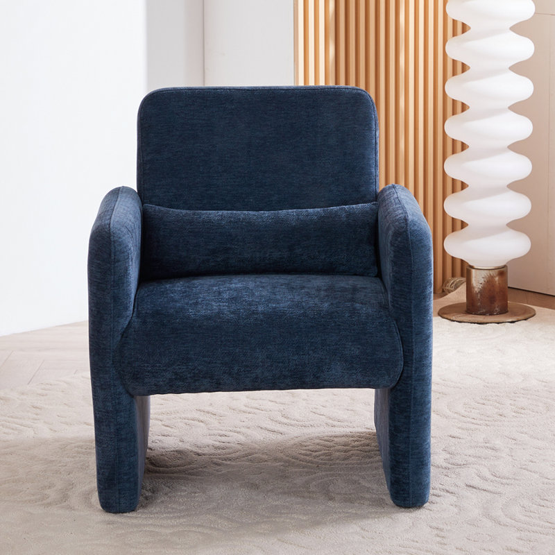 Upholstered Armchair, Dark Blue Chenille