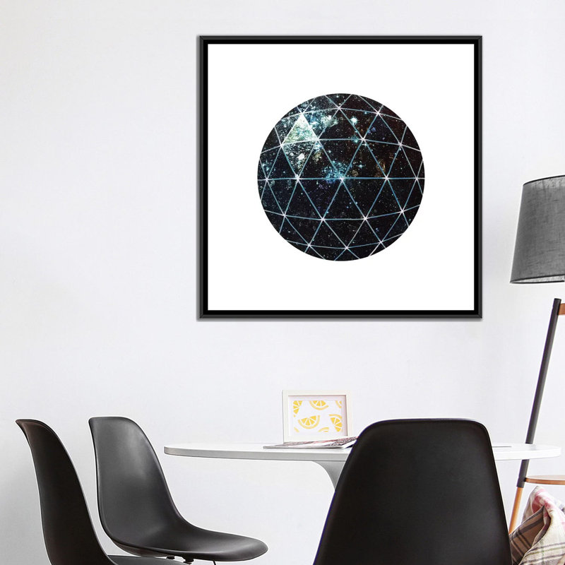 « galaxy géodésique », impression sur toile, H 37 po x l 37 po x P 1,5 po, Toile avec cadre noir, Pas de tapis
