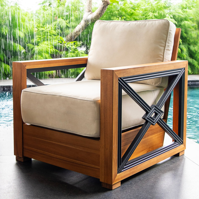 Nash 3 - Piece Teak Outdoor Seating Group With Cushions, 3 Pcs: 2 Chairs, End Table