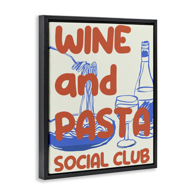 «Wine and Pasta Social Club», art mural encadré sur toile flottante, design par House of Lulu