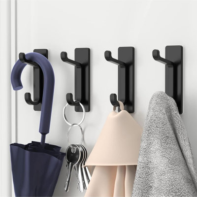 Adhesive Coat Hooks Extra Sticky Max Waterproof Metal Hook For Hanging Towels  Purse Hat Cloth Wall Mounted Hanger For Shower Bathroom Kitchen Door 6 Pack
