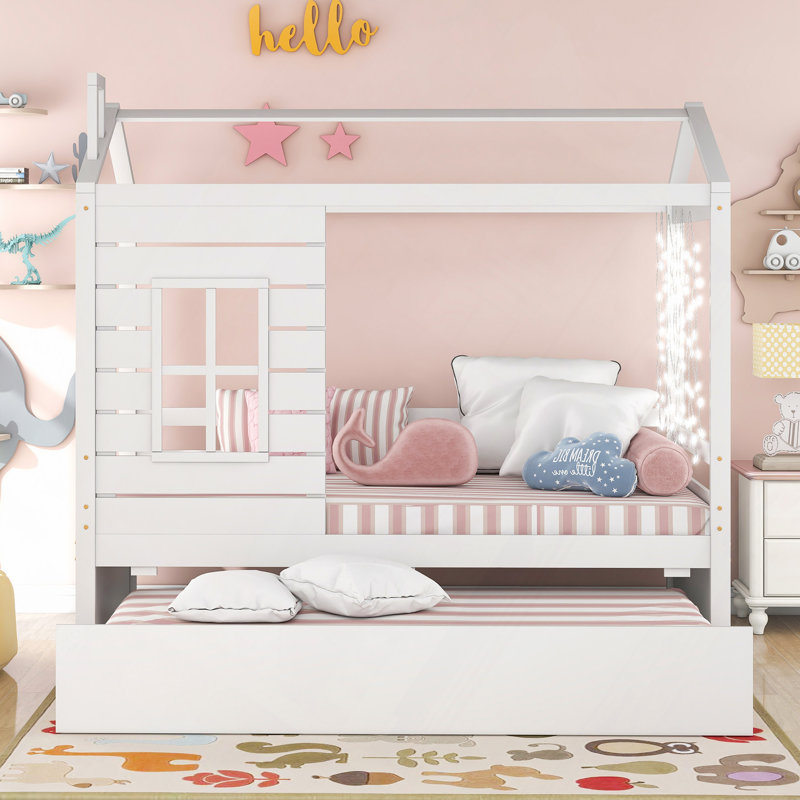 Lit simple en bois avec lit gigogne simple