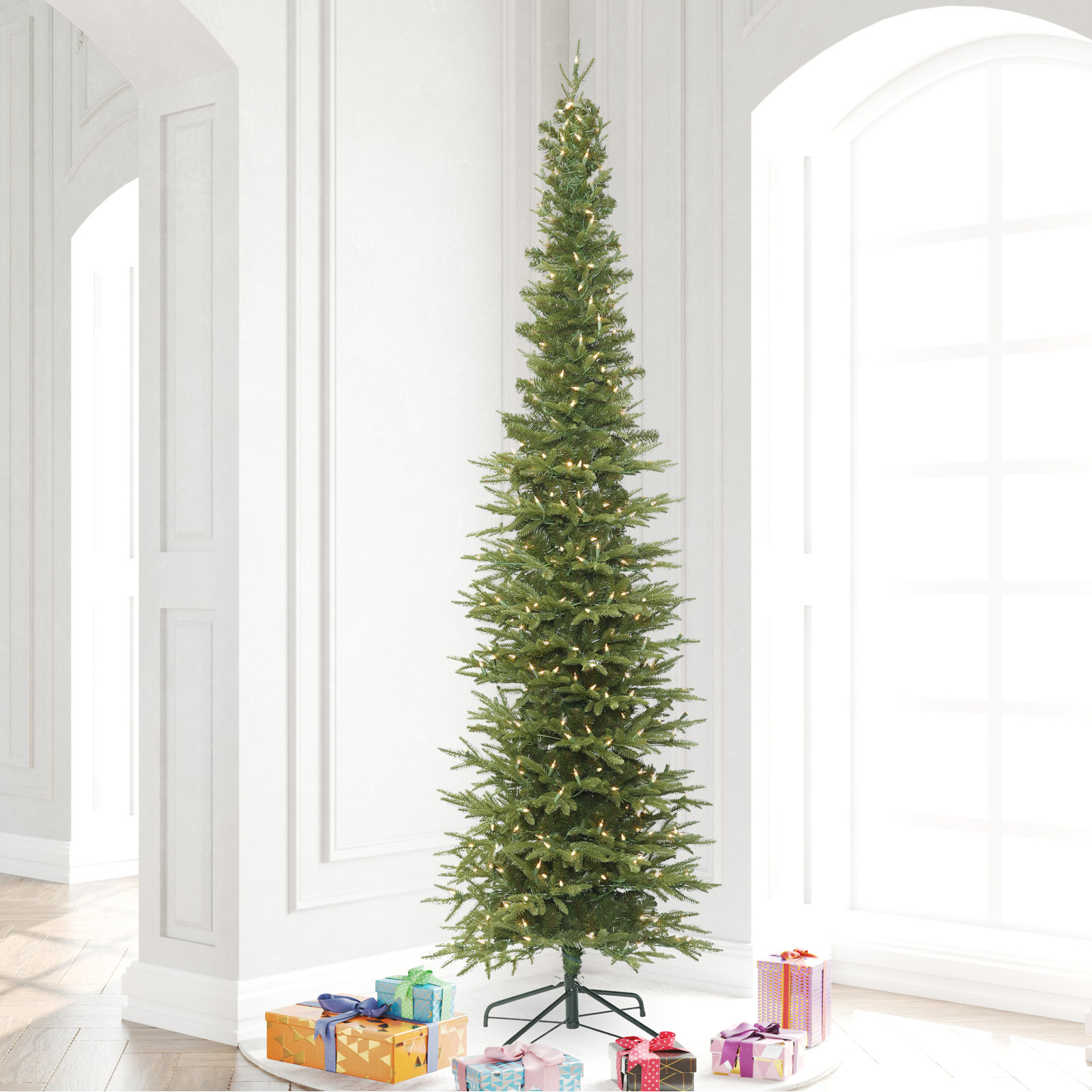 Slim Pre-Lit Fir Christmas Tree, Warm White LED, 8.5' 