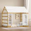 Lit simple en bois avec clôture et toit avec deux armoires mobiles-1595854169