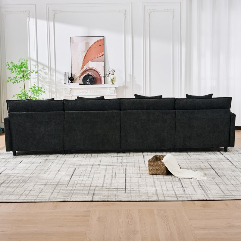 Canapé modulaire en forme de U de 140,9 pouces avec repose-pieds et coussins moelleux pour le confort du salon ou de la chambre à coucher.