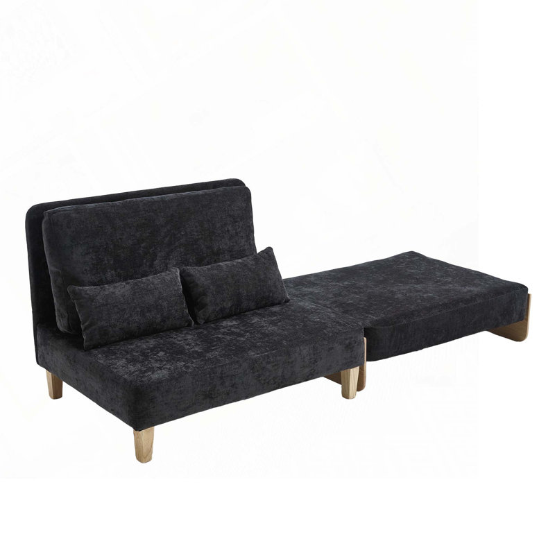 Chenille Upholstered Convertible Chair, Black