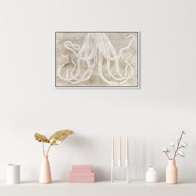 " Nautical And Coastal Octopus Paper, Coastal Brown " by Oliver Gal