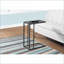 Space-Saving C-Shaped Coffee Table with Black Tempered Glass Top &amp; Metal Base, Ample Surface for Living Room/Bedroom