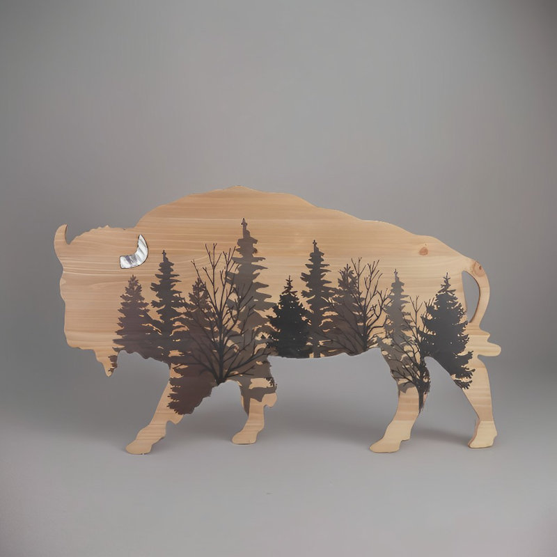 24"W Bison in Woods Wall Plaque