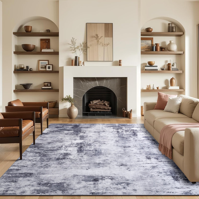 Straub Modern Abstract Carpet Indoor Washable Rug Non-Slip Soft Small Area Rug Thin Print For Home Decor, Rectangle 5' x 8'