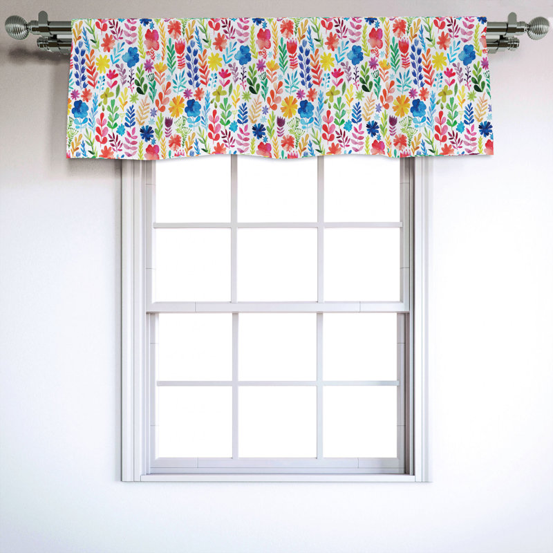 Multicolor Floral Satin 54'' Window Valance with Rod Pocket