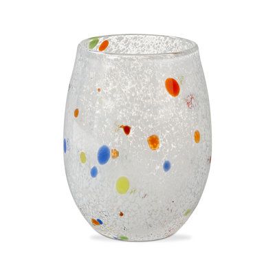 Confetti Stemless Wine Glass Wht Multi